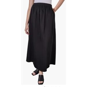 Ming Wang skirt gathered cotton blend maxi black size Small S